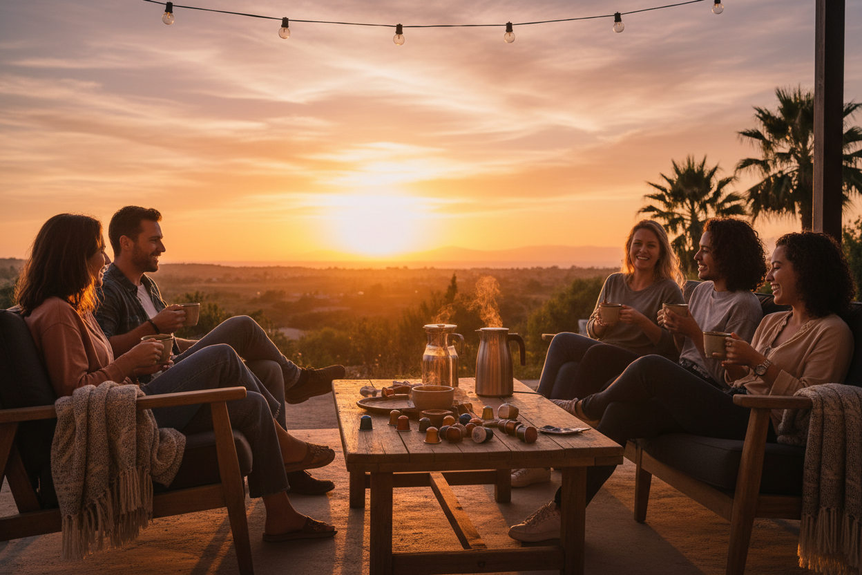 coffee capsules drinkers sunset