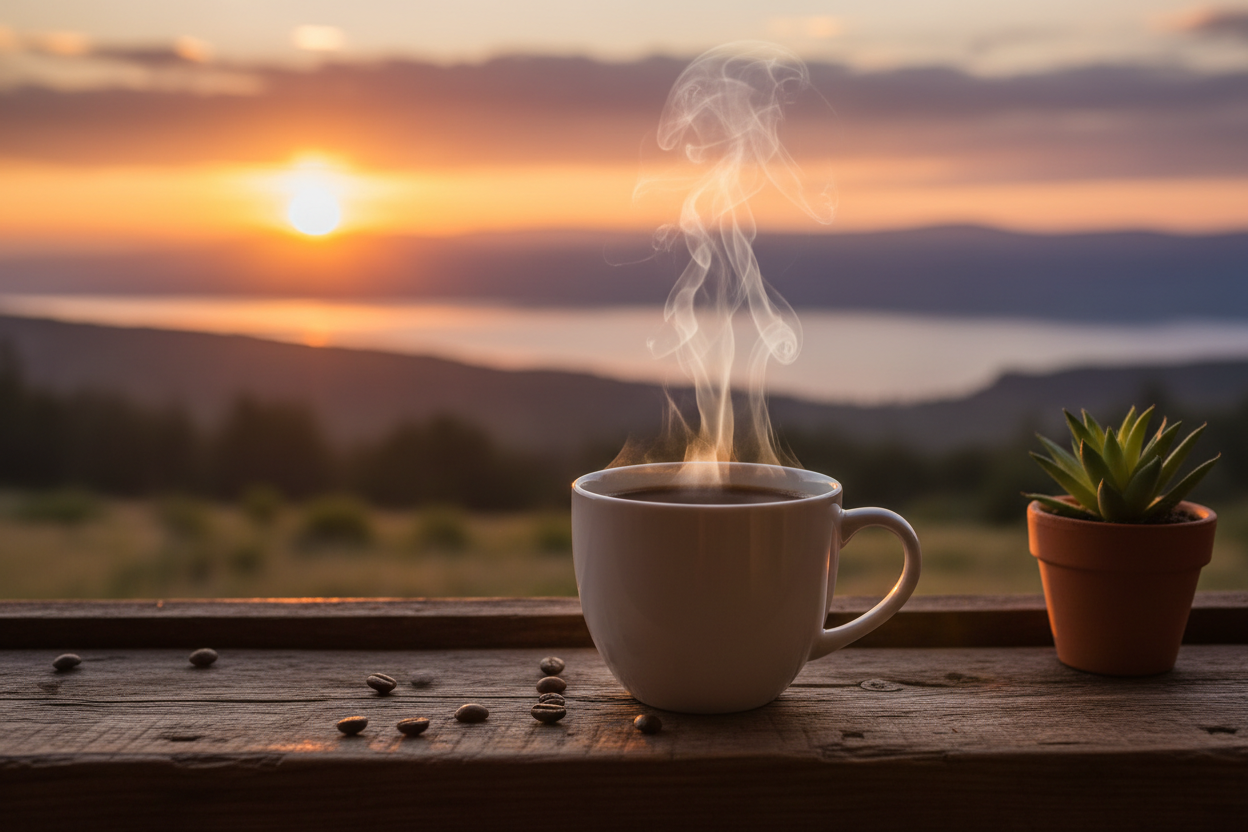 morning coffee sunrise